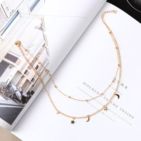 Double Moon Star Necklace