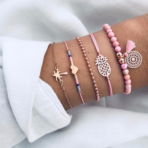 5 Pieces Pineapple Bracelet Set