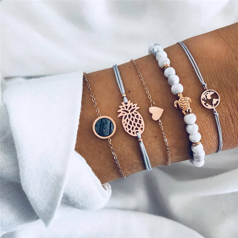 5 Pieces Turtle Bracelet Set