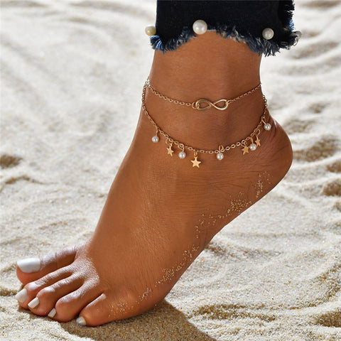 Pearl And Star Anklets