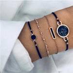 4 Pieces Black Stone Bracelet Set