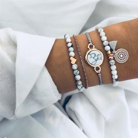 4 Pieces Grey Bracelets Set