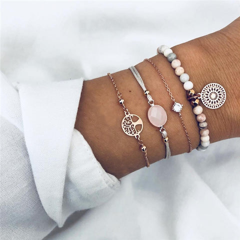 4 Pieces Crystal Bracelet Set